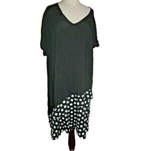 NWT Tendency Short Dress Assymetrical Polka Dot Hem Cotton sz 5XL XXXXXL‎